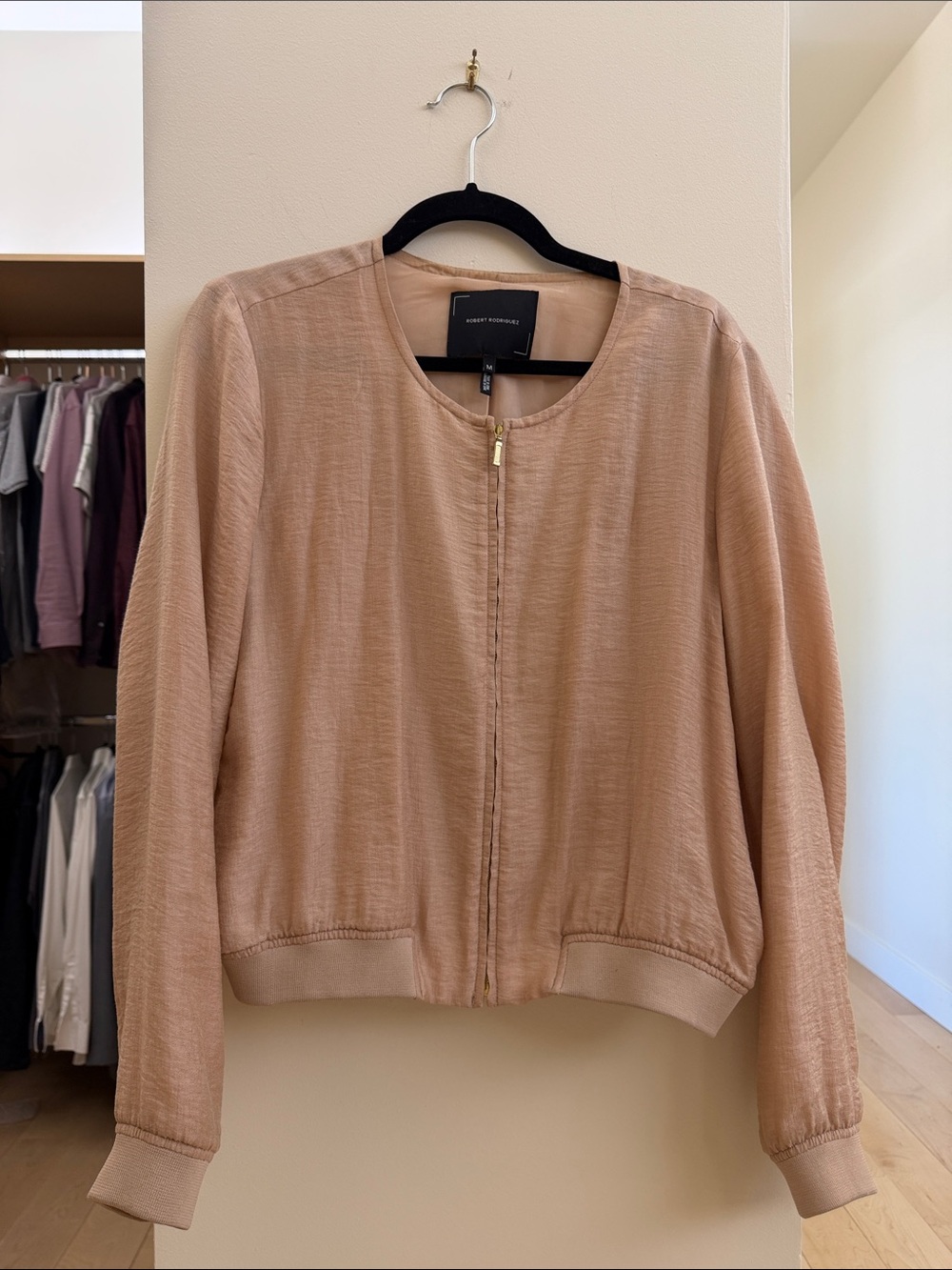 Robert Rodriquez Blush Zip-Front Bomber Jacket